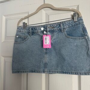 Edikted Light Blue Denim Mini Skirt